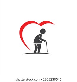 illustration of elder care, vector art.