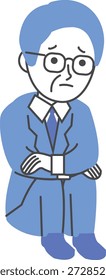 Illustration of elderly businessmen sitting down in depression