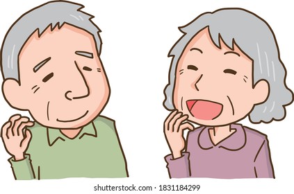 Illustration of an elderly couple chatting