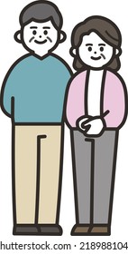 Illustration of an elderly couple cuddling