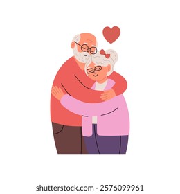 Illustration of an elderly couple for designs about love, family, anniversaries and Valentine's Day. Vector, scalable.