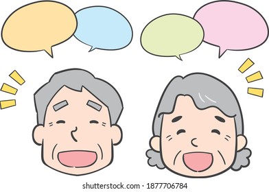 Illustration of an elderly couple having a fun conversation