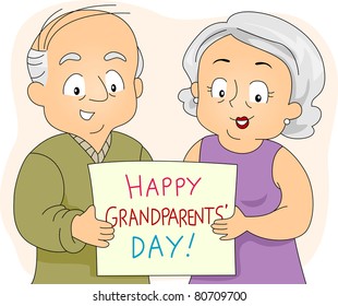 Illustration Elderly Couple Holding Poster Stock Vector (Royalty Free ...