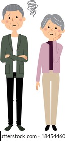 It is an illustration of an elderly couple in trouble.