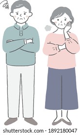 
Illustration eines älteren Paares in Schwierigkeiten