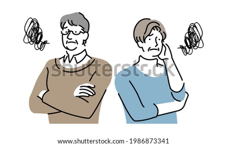 Illustration of an elderly couple in trouble