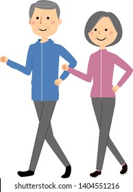 It is an illustration of an elderly couple who walks.