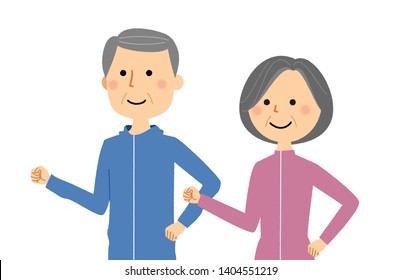 It is an illustration of an elderly couple who walks.