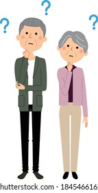 It is an illustration of an elderly couple who wonders.