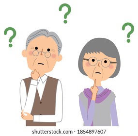 It is an illustration of an elderly couple who wonders.