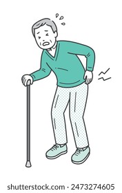 Illustration of an elderly man with back pain