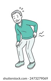 Illustration of an elderly man with back pain