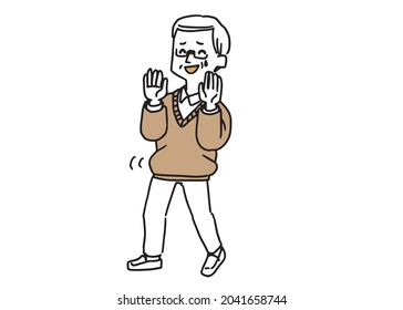 Illustration of an elderly man backtracking
