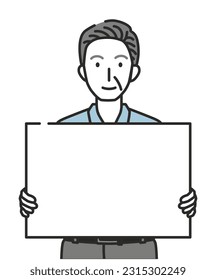 Illustration of elderly man with board