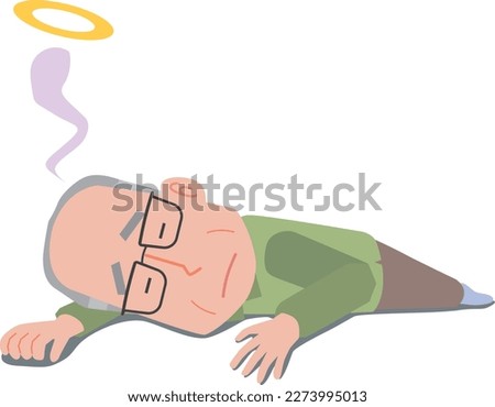 Illustration of an elderly man dying