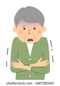 Illustration of an elderly man feeling chills.