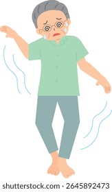 An illustration of an elderly man feeling unwell.
