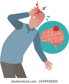 Illustration of an elderly man having a headache