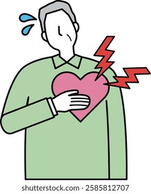 Illustration of an elderly man with a heartache