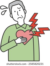Illustration of an elderly man with a heartache