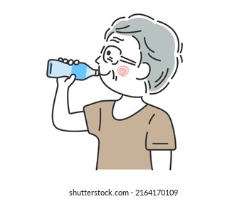 Illustration eines älteren Mannes, der Hydratation.