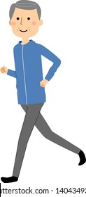 It is an illustration of an elderly man jogging.