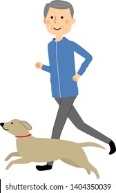 It is an illustration of an elderly man jogging.