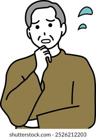 Illustration of an elderly man looking anxious