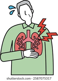 Illustration of an elderly man with lung disease