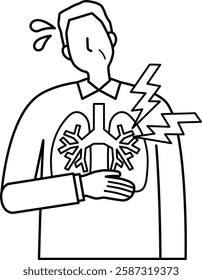 Illustration of an elderly man with lung disease