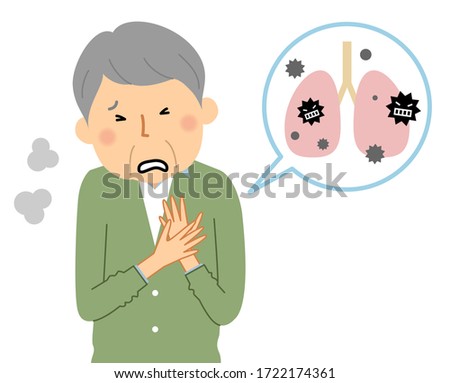 Illustration of an elderly man with pneumonia.