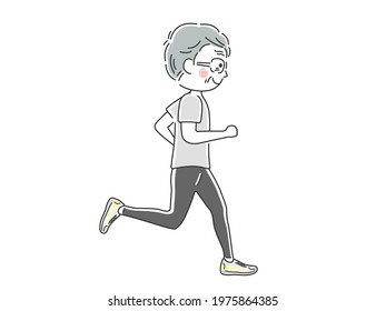 Illustration of an elderly man running.