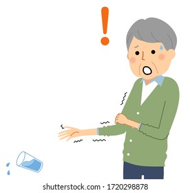 Illustration of an elderly man shaking hands.