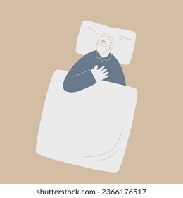 Illustration of an elderly man sleeping