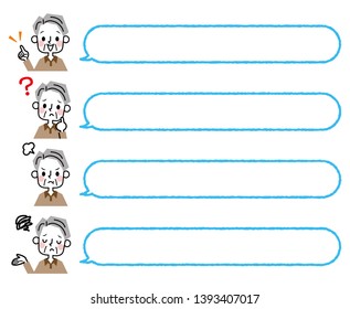 Illustration of an elderly man and a speech bubble.