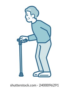 Illustration of an elderly man standing with a cane