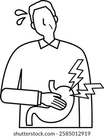 Illustration of an elderly man with a stomach ache