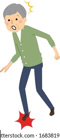 It is an illustration of an elderly man stumble.