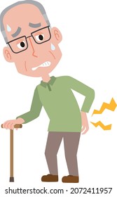 Illustration of an elderly man suffering from lower back pain