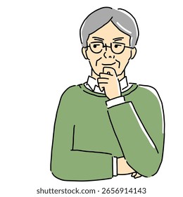 Illustration of an elderly man thinking bad thoughts