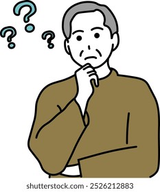 Illustration of an elderly man in a thinking pose