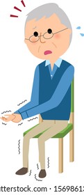 Illustration of an elderly man with trembling limbs.