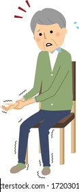 Illustration of an elderly man with trembling limbs.