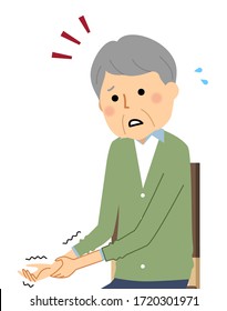 Illustration of an elderly man with trembling limbs.