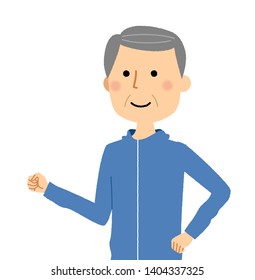 Illustration of an elderly man walking.