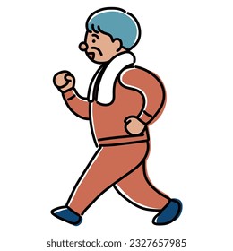 Illustration of an elderly man walking energetically