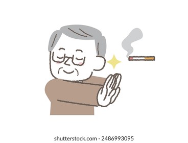 Illustration of an elderly man who was able to stop smoking