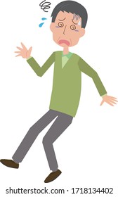 Illustration of an elderly man who is dizzy and likely to collapse
