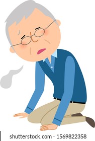 An illustration of an elderly man who feels tired.