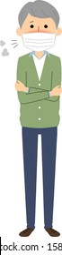 It is an illustration of an elderly man who is in poor health.